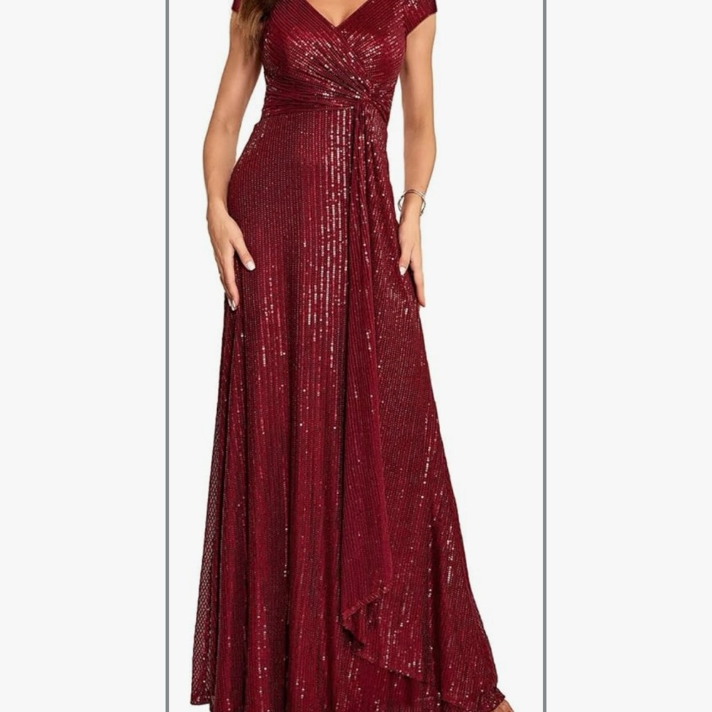 1920s wine color long dress.